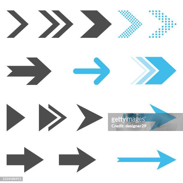 arrow icon set flat design on white background. - arrow symbol stock illustrations