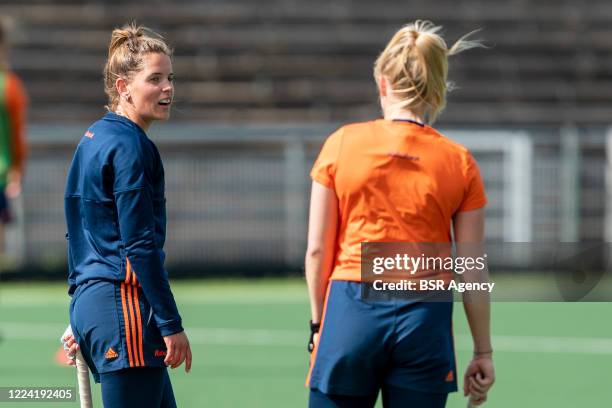 Pien Sanders seen during the training session of the Dutch National women hockeyteam on May 11, 2020 in Amsterdam, Netherlands.