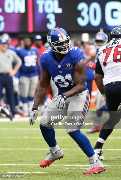 Robert Ayers of the New York Giants in action against the Houston Texans during an NFL football game September 21, 2014 at MetLife Stadium in East...