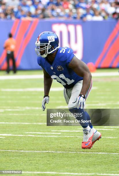 Robert Ayers of the New York Giants in action against the Houston Texans during an NFL football game September 21, 2014 at MetLife Stadium in East...