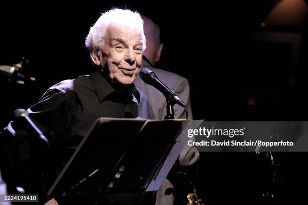 English writer and comedian Barry Cryer appears on stage at Ronnie Scott's Jazz Club in Soho, London on 19th April 2009.