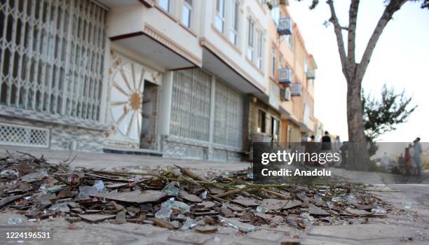 Broken pieces of glass are seen after two bomb attacks in Mazar-i-Sharif, Afghanistan on July 02, 2020. At least one civilian killed on the attacks.