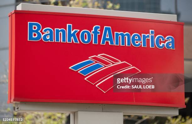 Bank of America sign it seen outside a bank branch in Arlington, Virginia, on August 19, 2011. A report Friday indicated the bank will cut 3,500 jobs...