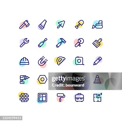 Building Work Tools Outline Icons Building Work Tools Outline Icons