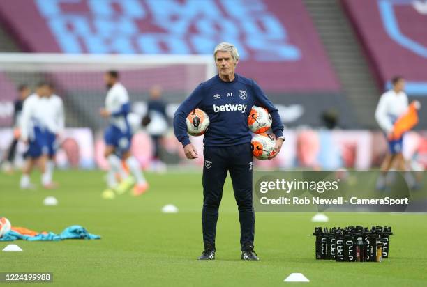 West Ham United Assistant Alan Irvine during the Premier League match between West Ham United and Chelsea FC at London Stadium on July 1, 2020 in...