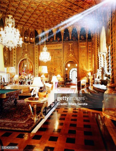 An interior view of the living room at 'Mar a Lago' owned by businessman Donald Trump circa 2000 in Palm Beach, Florida.