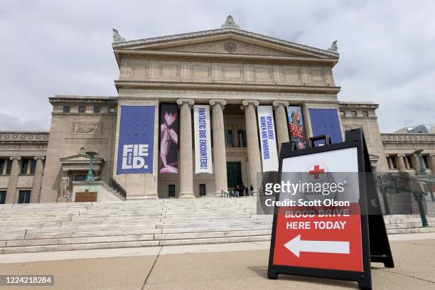 The Field Museum of Natural History hosts an American Red Cross blood drive on May 11, 2020 in Chicago, Illinois. In order to maintain social...