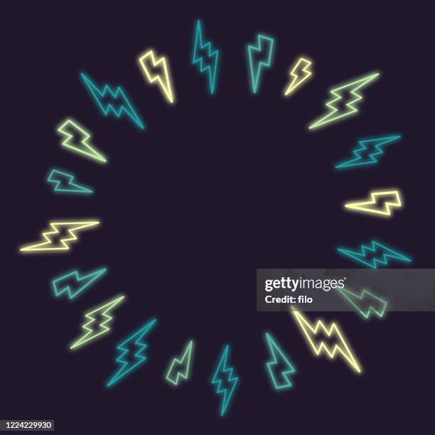 stockillustraties, clipart, cartoons en iconen met lightning bolt circle fame - lightening bolt backgrounds