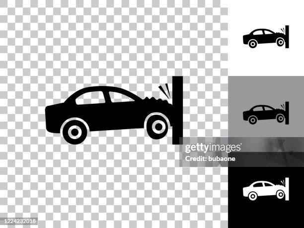 car crash icon on checkerboard transparent background - road accident stock illustrations