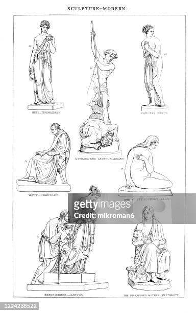 old engraved illustration of sculpture modern - venus roman goddess stock pictures, royalty-free photos & images