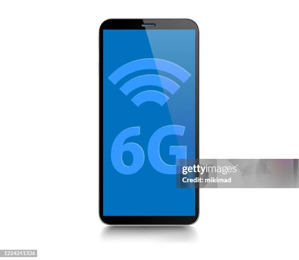 6g internet connection concept. smartphone. mobile phone template. telephone. realistic vector illustration of digital device. - 6g stock illustrations