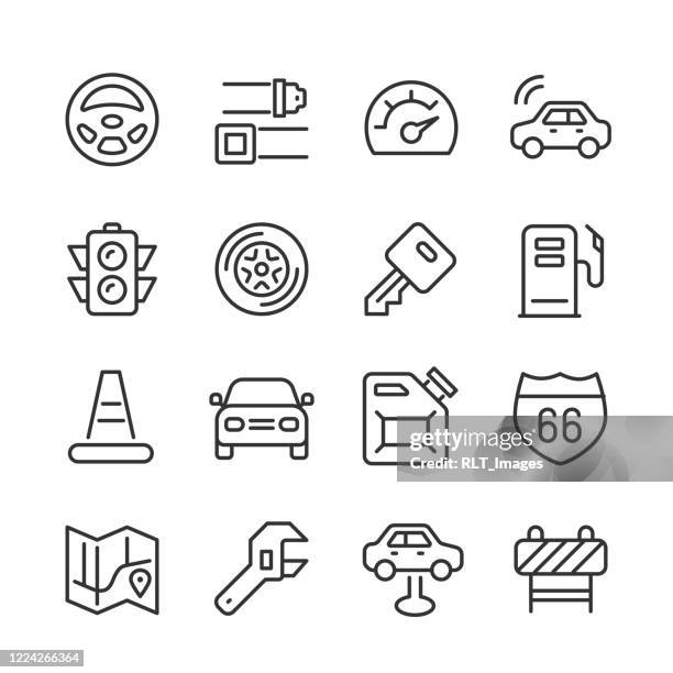 automotive icons — monoline serie - stoplight stock-grafiken, -clipart, -cartoons und -symbole