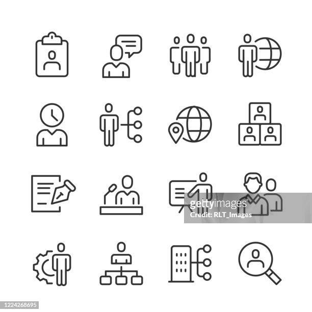 human capital icons — monoline series - organisation chart stock illustrations