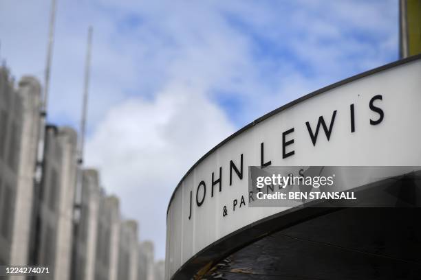 Sign is displayed outside the John Lewis store in Oxford Street, central London on July 2, 2020.