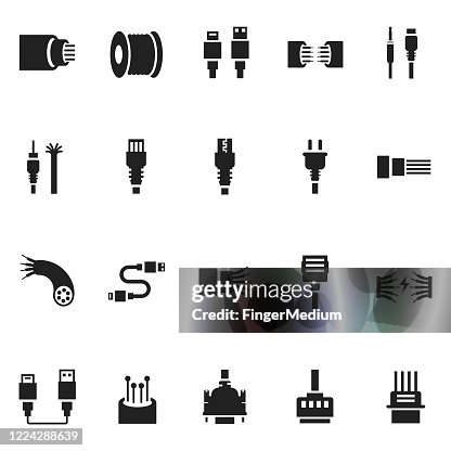 Cable icon set Cable icon set