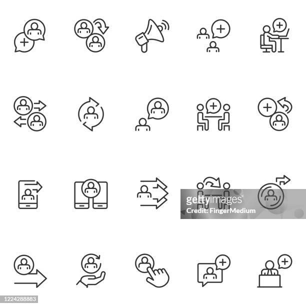 refer a friend icon set - friendship stock illustrations