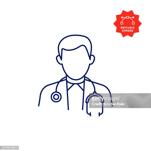 doctor icon mit editierbarem strich und pixel perfekt. - doctor stock-grafiken, -clipart, -cartoons und -symbole