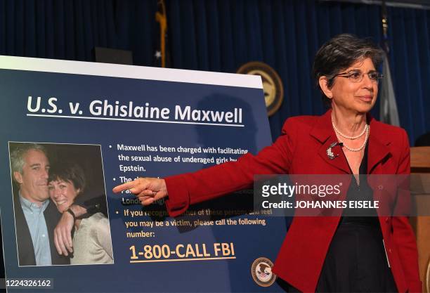 Acting US Attorney for the Southern District of New York, Audrey Strauss, announces charges against Ghislaine Maxwell during a July 2 press...