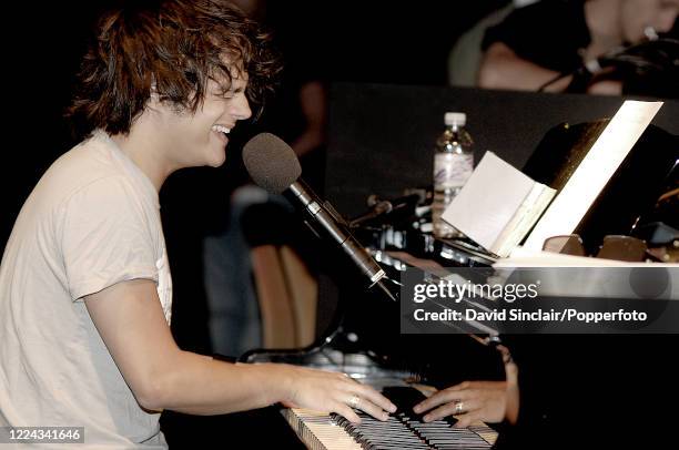 English singer and pianist Jamie Cullum performs live on stage during the 2006 BBC Jazz Awards in London on 13th July 2006.