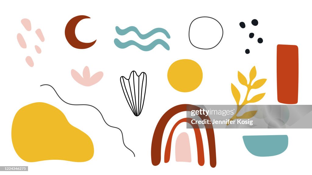 Conjunto de ilustraciones abstractas florales y vectoriales en forma de clima