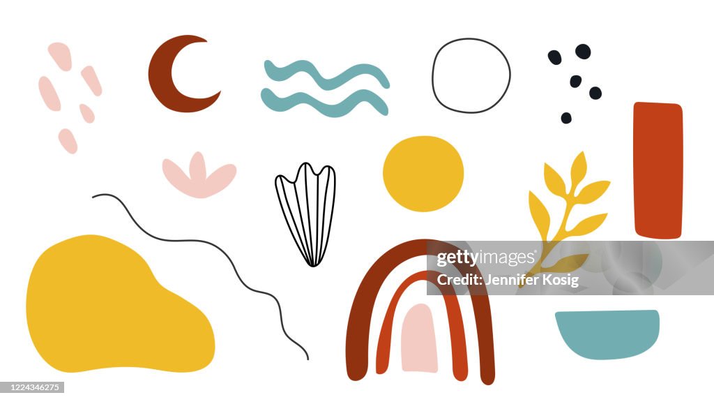 Set of abstract floral and weather shape vector illustrations