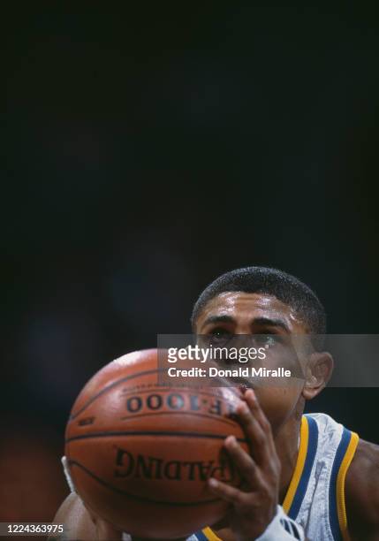 Earl Watson, Guard for the University of California, Los Angeles UCLA Bruins prepares to shoot a free throw during the NCAA Pac-10 Conference college...