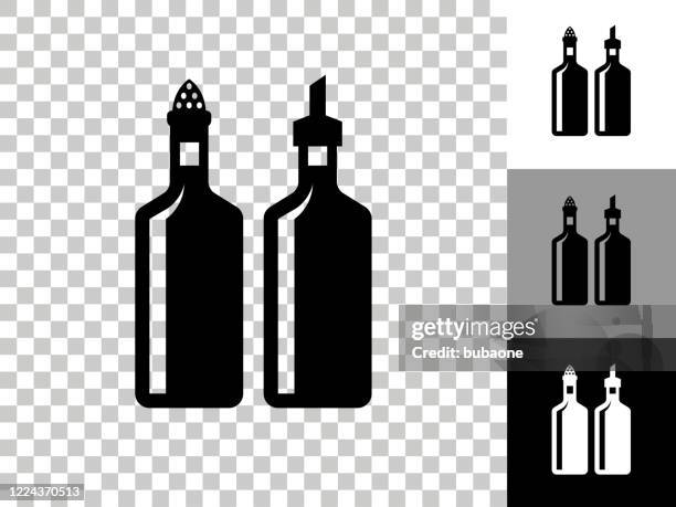 illustrazioni stock, clip art, cartoni animati e icone di tendenza di icona olio & aceto su sfondo trasparente scacchiera - aceto