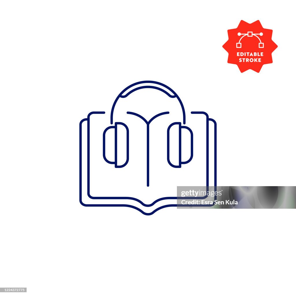 Audio Book Icon with Editable Stroke and Pixel Perfect.