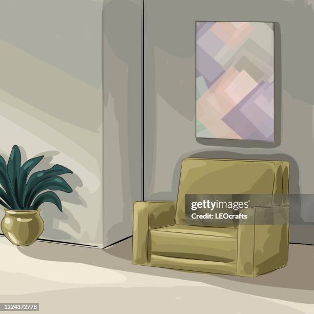beautiful living room drawing - cushion texture stock illustrations