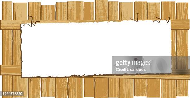 old fence announcement - palisade boundary stock illustrations