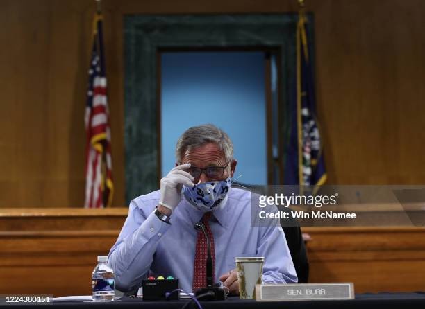 Sen. Richard Burr attends a Senate Health, Education, Labor and Pensions Committee hearing on Capitol Hill on May 12, 2020 in Washington, DC. The...