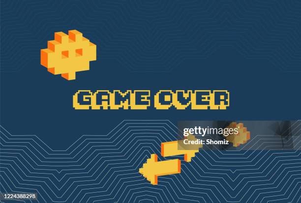 game over screen, old school gaming poster - arcade stock illustrations