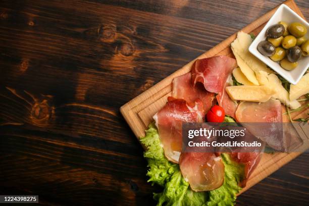 italian appetizer - pancetta stock pictures, royalty-free photos & images