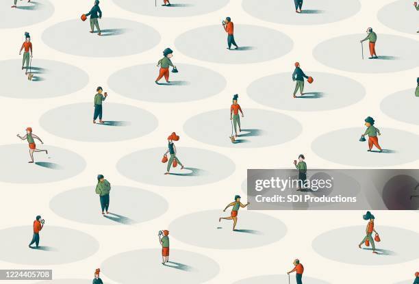 people walking to represent social distancing for covid-19 - risk meter stock illustrations