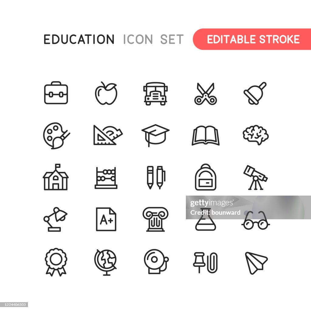 Education Outline Icons Editable Stroke