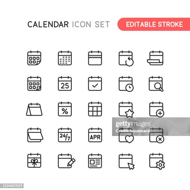 カレンダーアウトラインアイコン編集可能ストローク - カレンダー点のイラスト素材／クリップアート素材／マンガ素材／アイコン素材