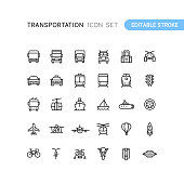 Transportation Outline Icons Editable Stoke
