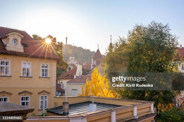 sunset over lesser town, prague, czech republic - czech republic skyline stock pictures, royalty-free photos & images