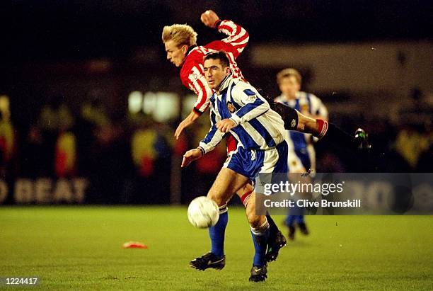 Eric Cantona of Manchester United in action during the FA Cup third round match against Sheffield United at Bramall Lane in Sheffield, England....