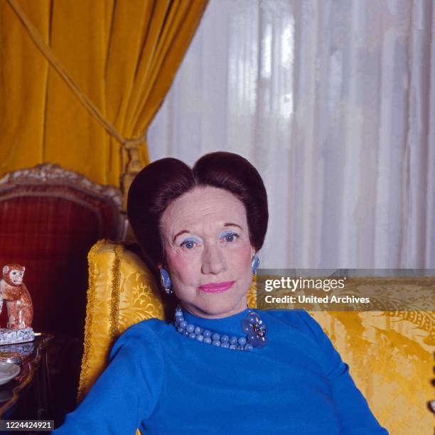 The Duchess of Windsor, Wallis Simpson, at her home in Bois de Boulogne near Paris, France 1974.