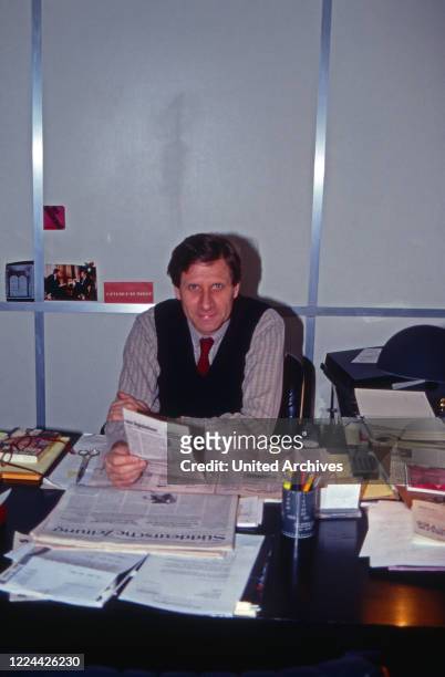 German journalist Ulrich Wickert as editor in chief of WDR Paris studio, France 1991.