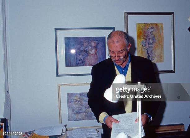 German actor and musician Armin Mueller-Stahl at his home in Hamburg, Germany, 1990.