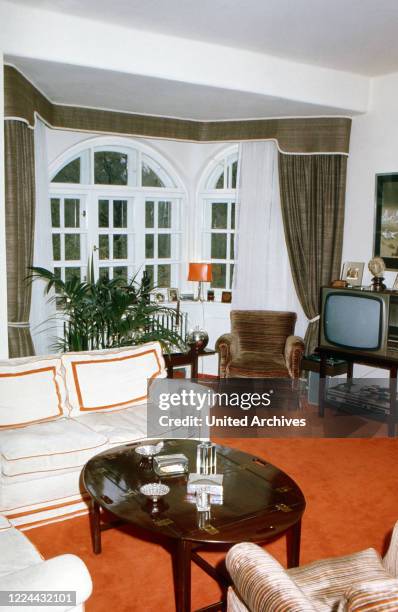 Inside Princess Angela von Hohenzollern's house at Munich, Germany, 1975.