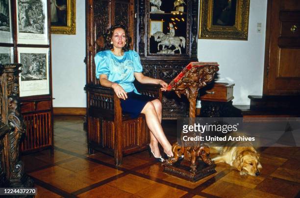 Diane Duchess of Wurttemberg at Altshausen castle, Germany, 1985.