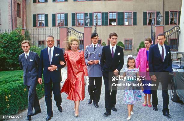 Carl Duke of Wurttemberg with his wife Diane and their children Friedrich, Mathilde, Eberhard, Philipp, Michael and Eleonore Fleur at Altshausen...