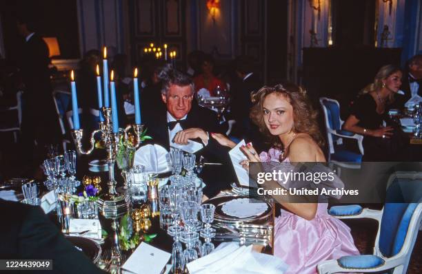 Friedrich Christian Mick Flick with his girlfriend Maya Countess of Schoenburg Glauchau, circa 1984.