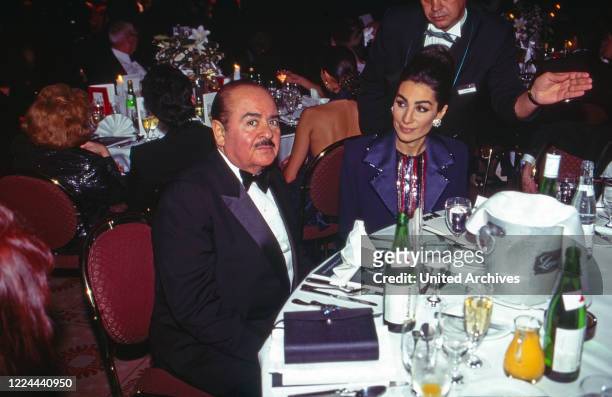 Adnan Khashoggi with wife Soraya at UNESCO Gala in Neuss, Germany, 1996.