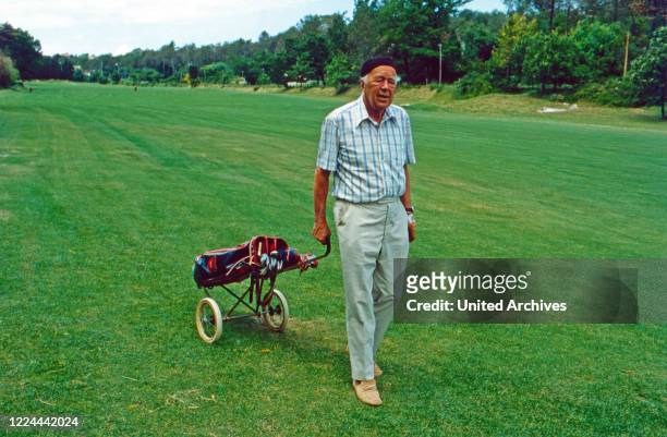 Prince Bertil of Sweden playing golf at Sainte Maxime, France 1987.
