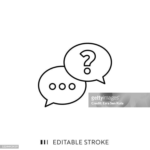 questions and answers line icon with editable stroke and pixel perfect. - solution stock illustrations