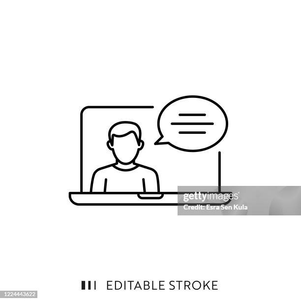 online lecture icon with editable stroke and pixel perfect. - professor computer stock illustrations